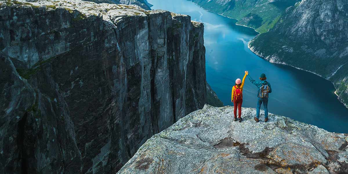 Standing at cliff in Norwayu Hero Standing at cliff in Norwayu Hero