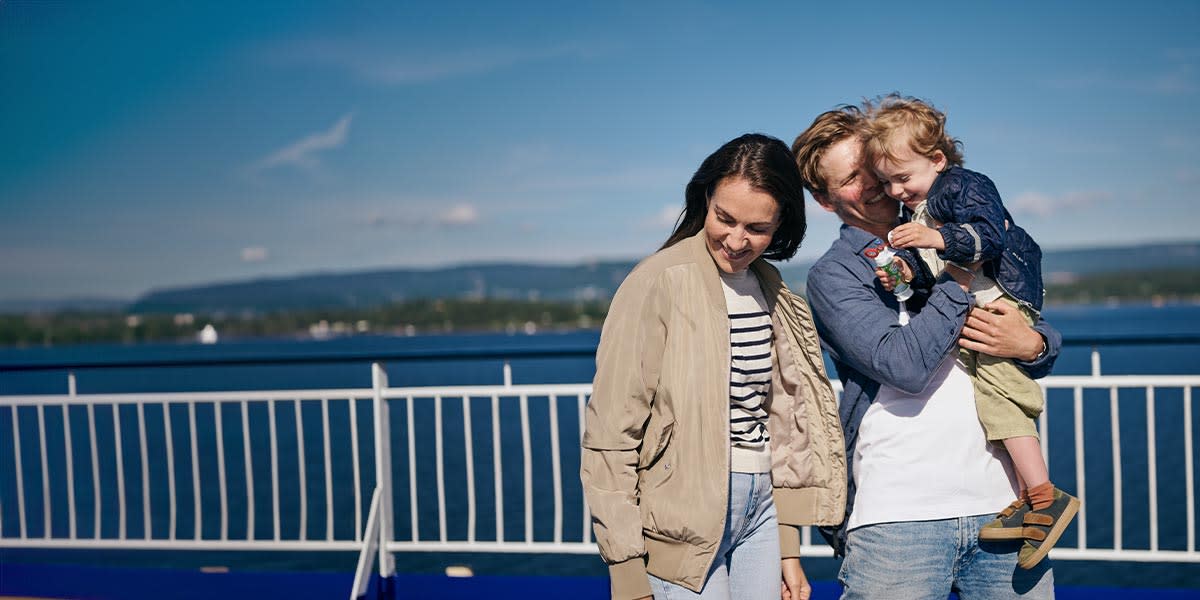 Family on deck of DFDS ferry Family on deck of DFDS ferry exp june 2029