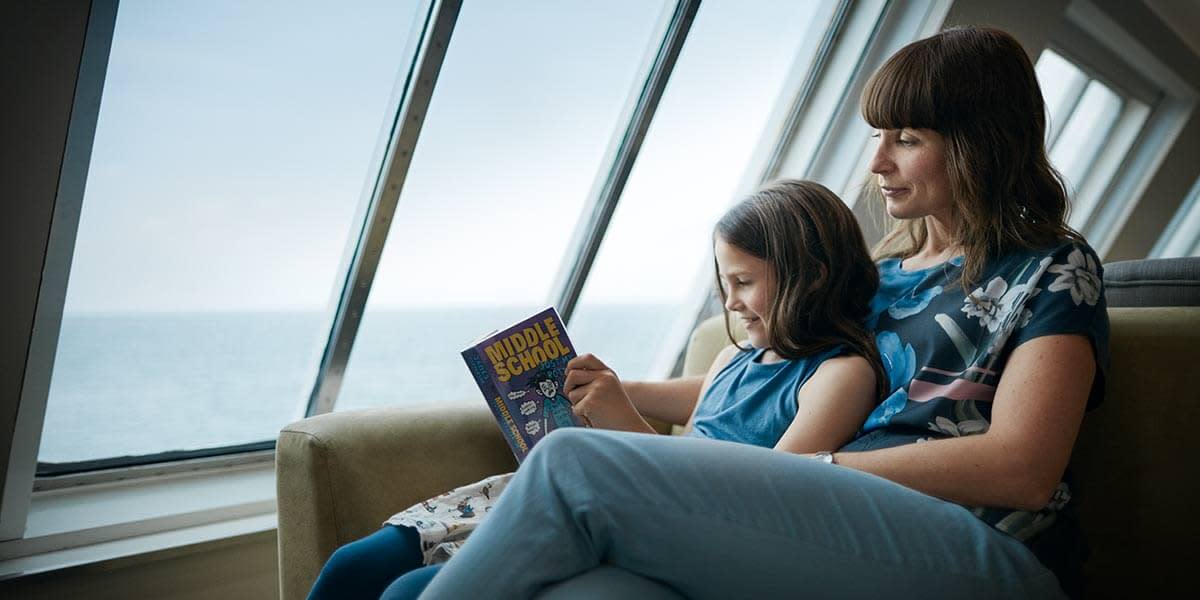 Family relaxing on deck Dover-Dunkirk
