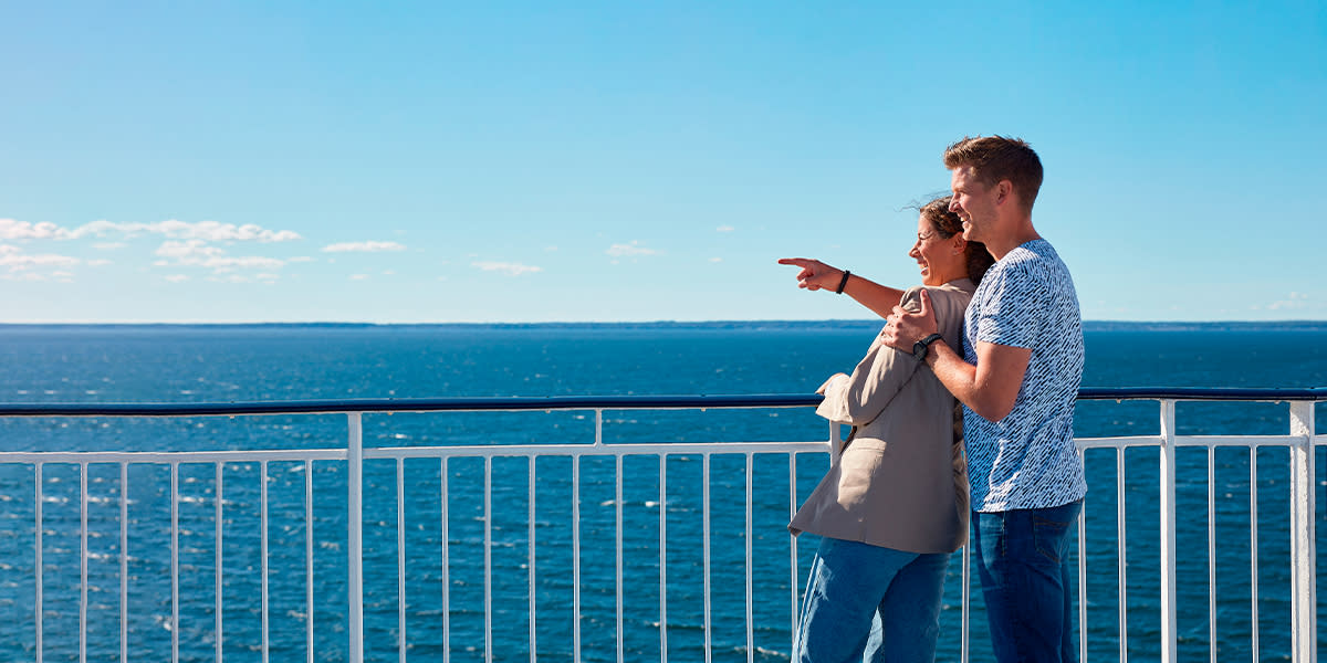 Couple on deck of a DFDS ferry (EXP 11 2027) Couple on deck of a DFDS ferry (EXP 11 2027)