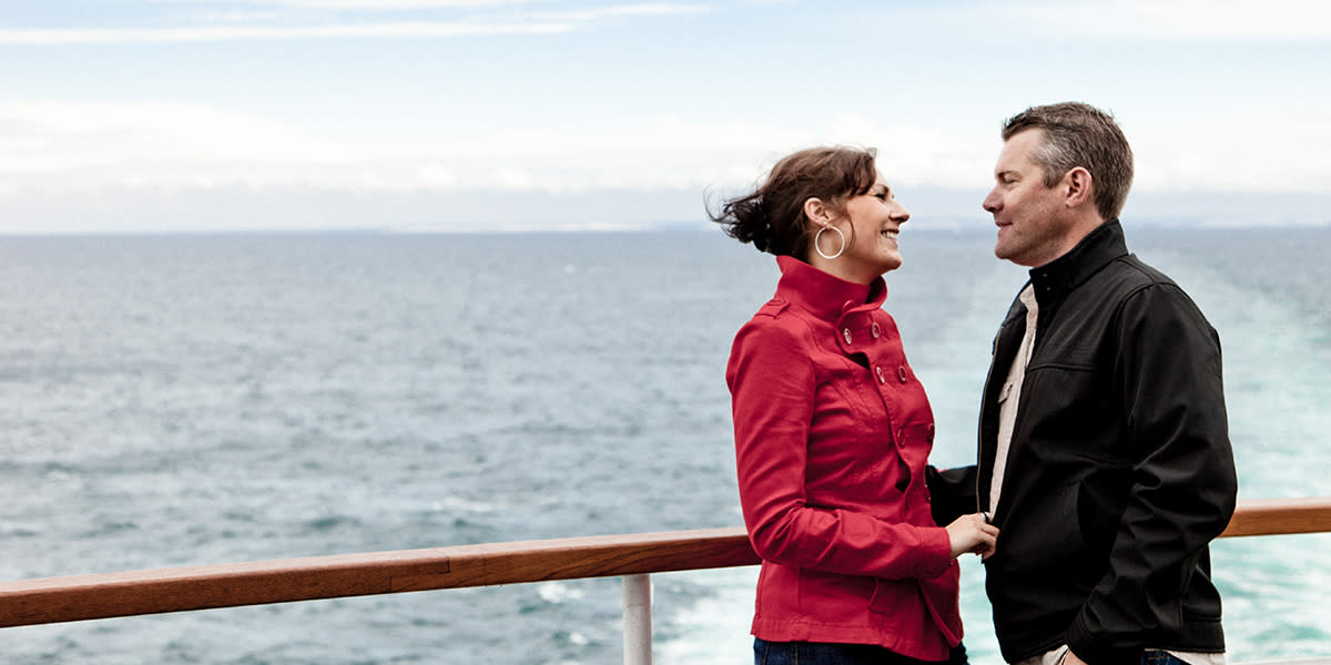 Couple on deck of DFDS ferry Couple on deck of DFDS ferry