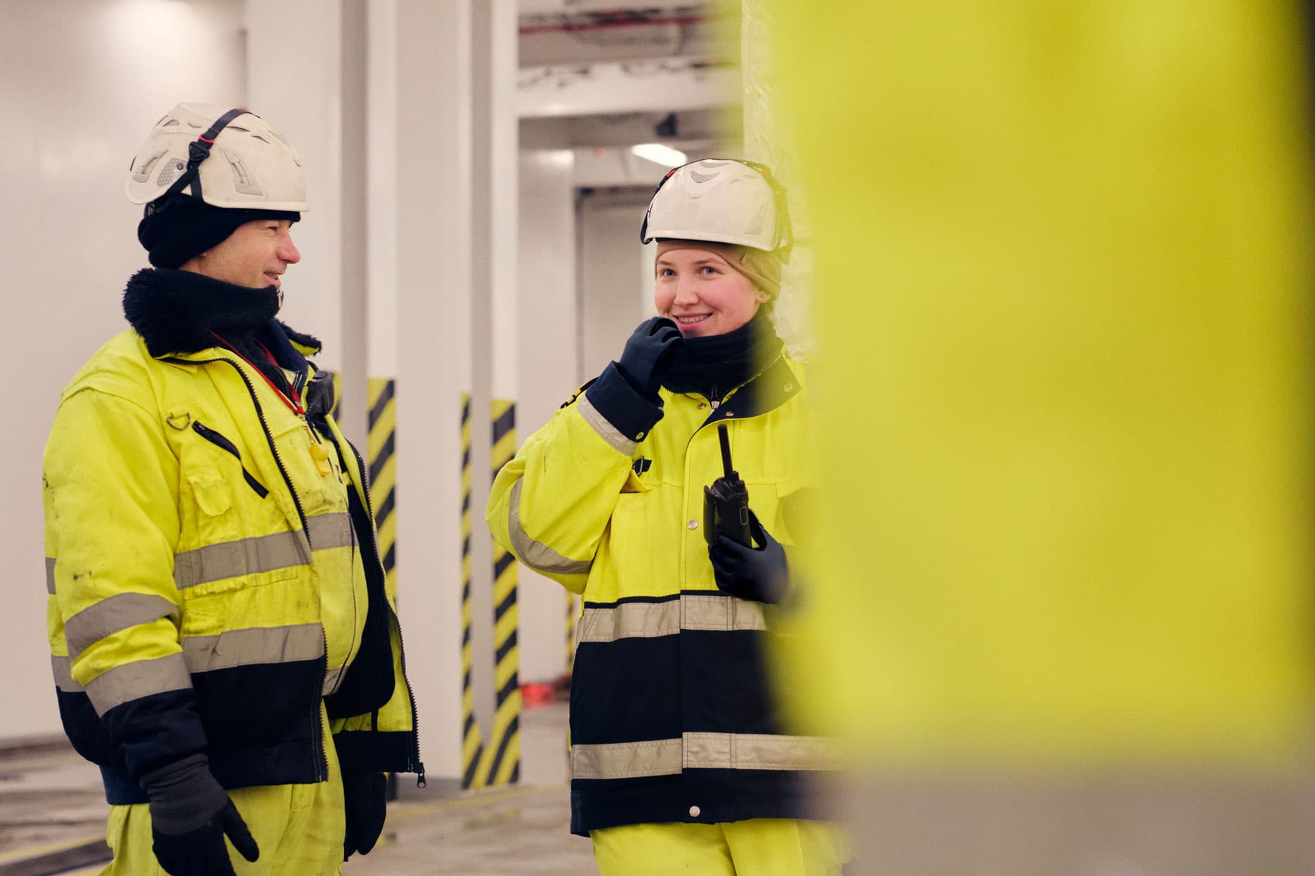 Warehousing, warehouse workers, yellow, safety jackets