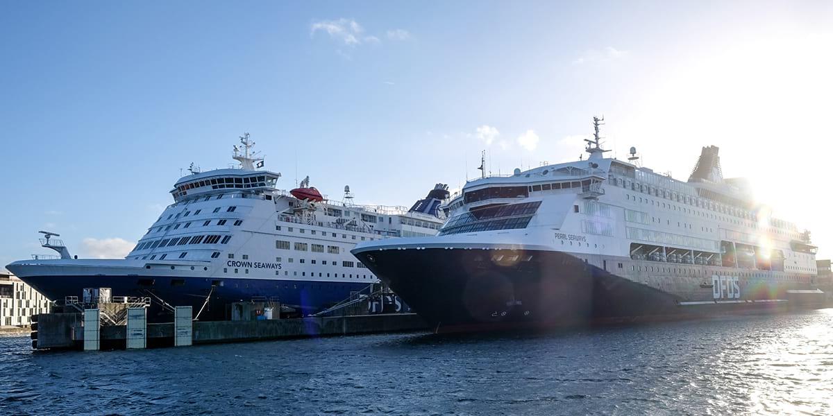 The Crown Ferry and the Pearl Ferry in the terminal DFDS Crown & Pearl