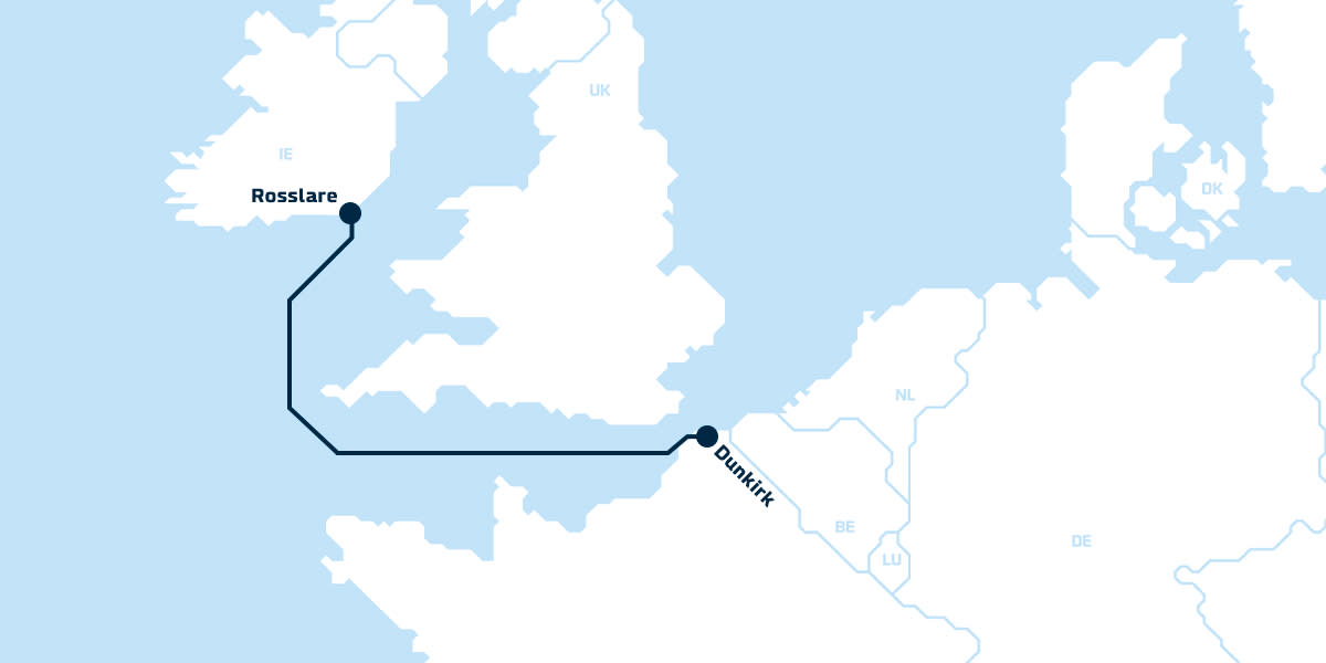 Dunkirk-Rosslare Map