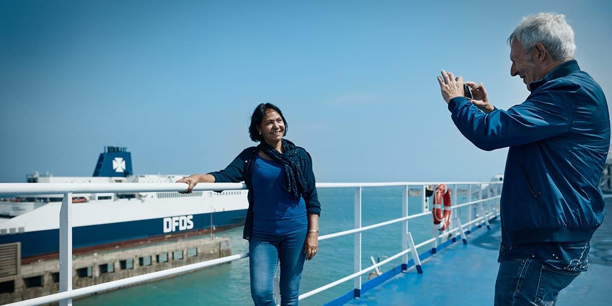 Couple onboard Eastern Channel Ferry Couple onboard Eastern Channel Ferry