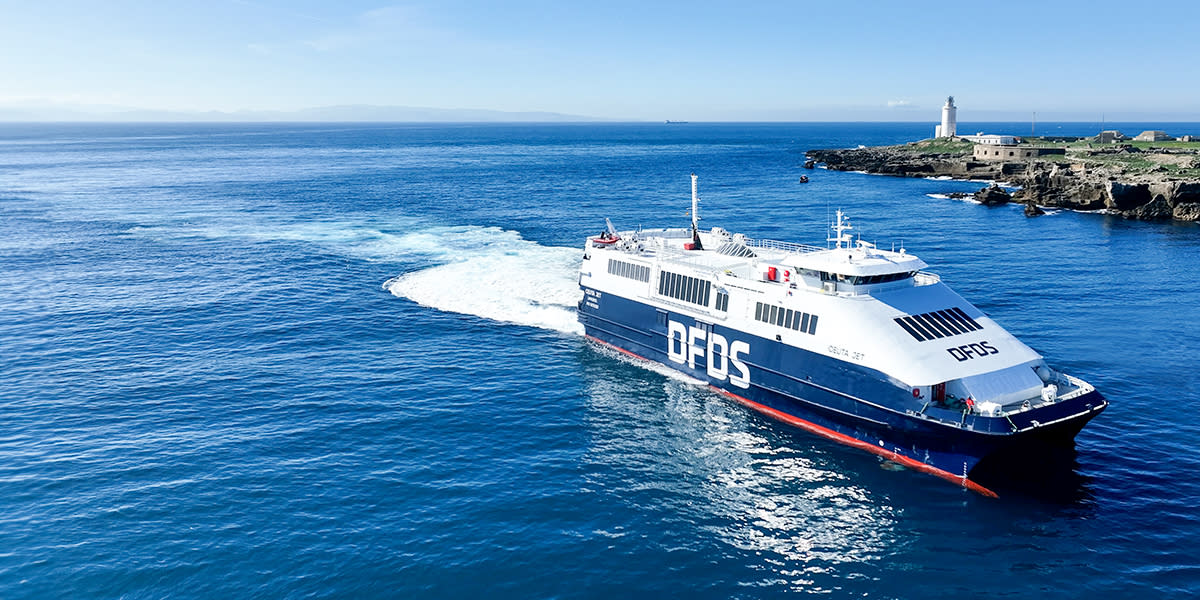 Ceuta Jet arriving to Port of Tarifa in Spain Ferry Spain to Morocco