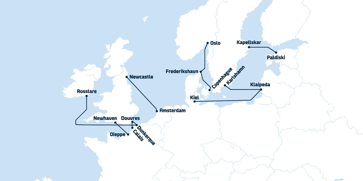 Toutes les lignes de ferry DFDS en Europe Toutes les lignes de ferry DFDS en Europe