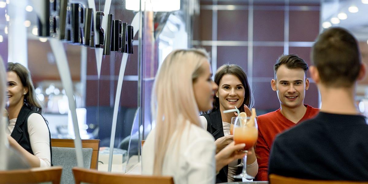 Friends in the bar on Baltic ferry