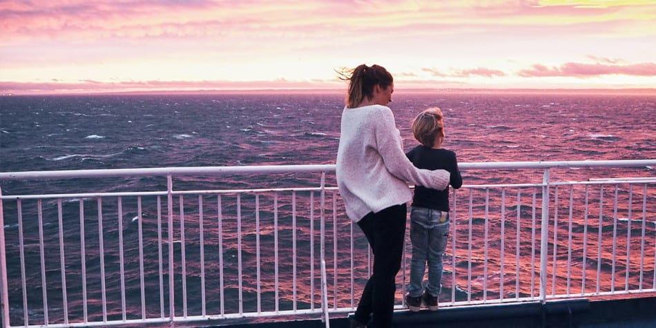 Family on deck onboard minicuise Family on deck onboard minicuise