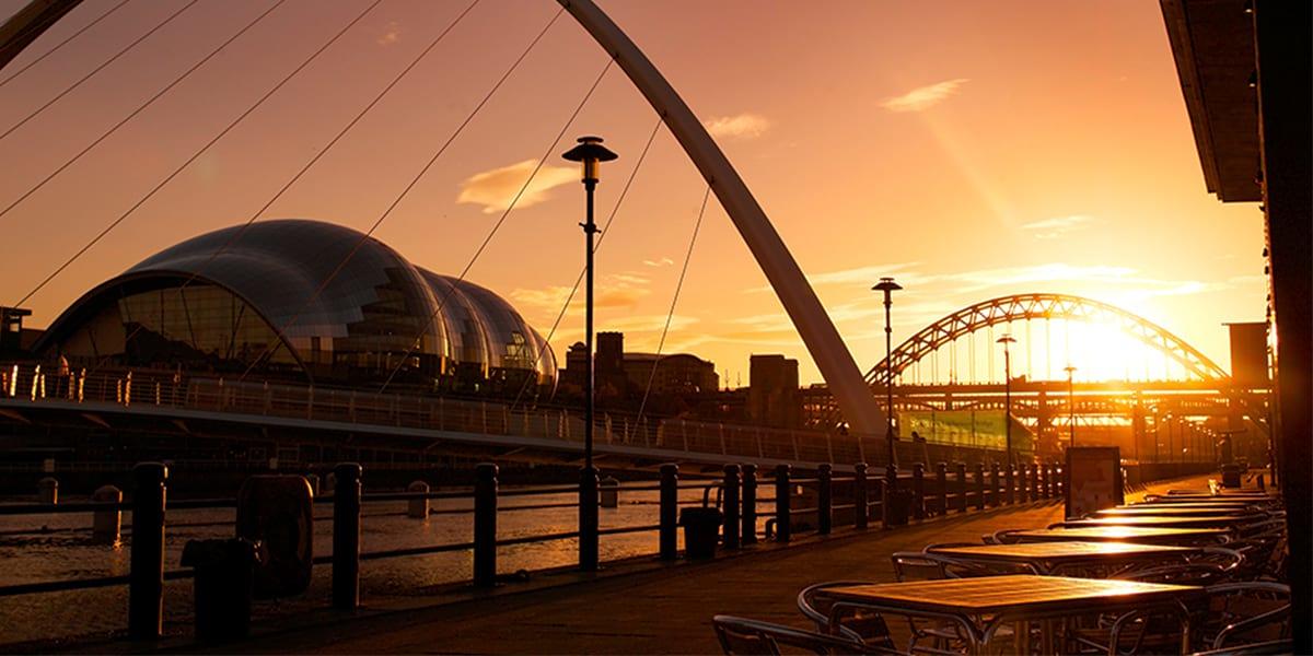 Newcastle upon Tyne bridges at sunset Sunset Newcastle Quayside