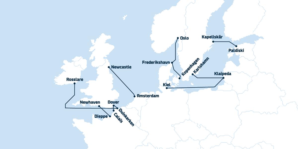DFDS PASSENGER ROUTE MAP DFDS PASSENGER ROUTE MAP