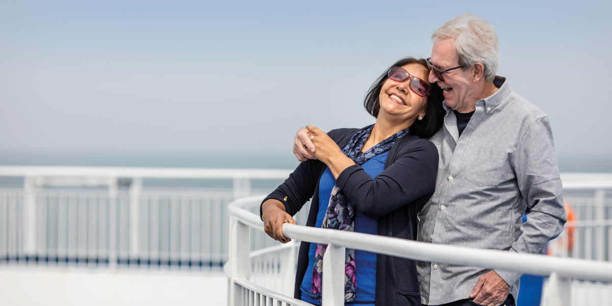 Couple on deck of DFDS ferry