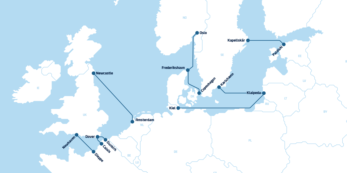 DFDS Route Map DFDS Route Map - PASSENGER