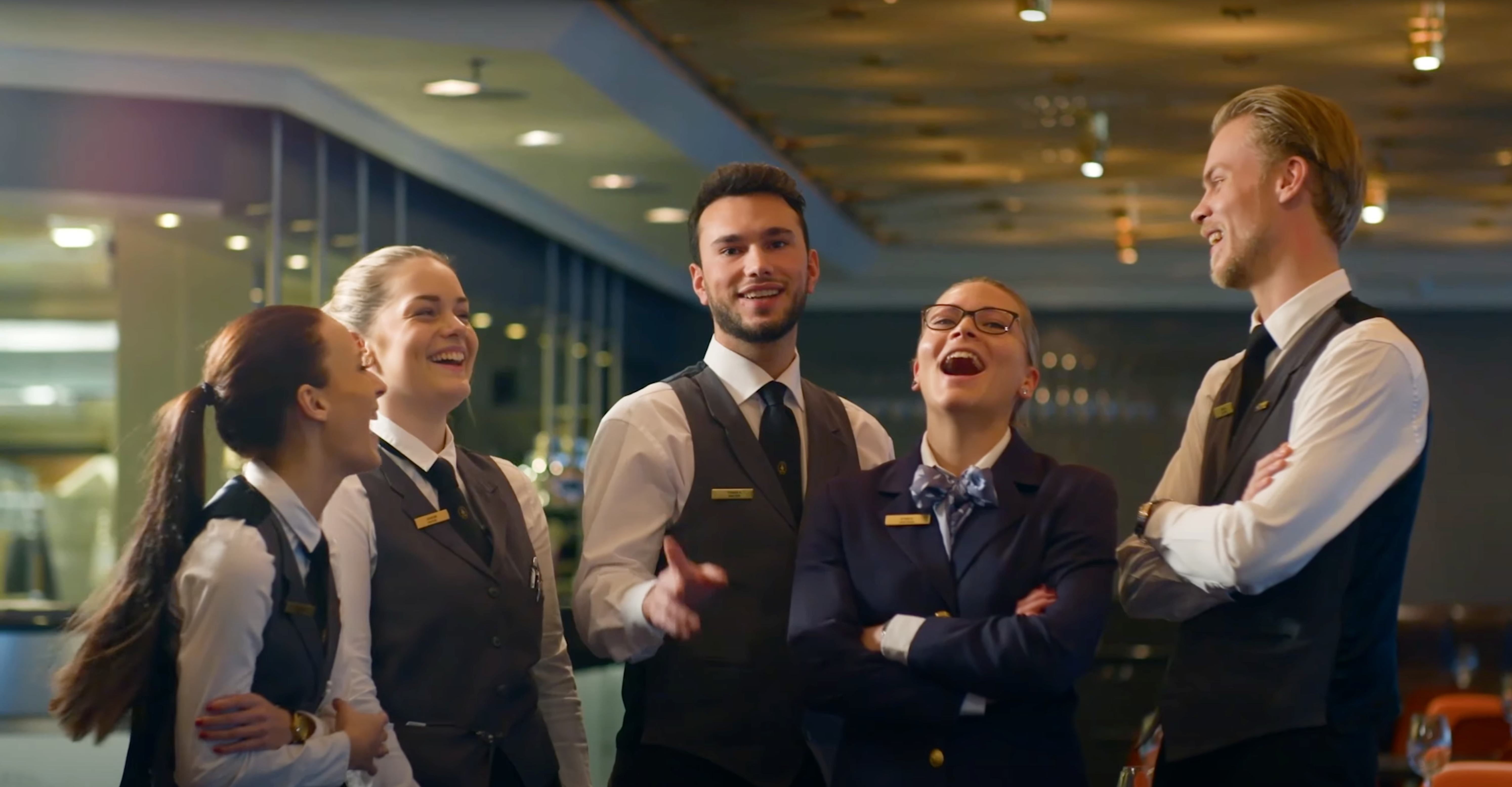 DFDS crew laughing onboard DFDS crew laughing onboard